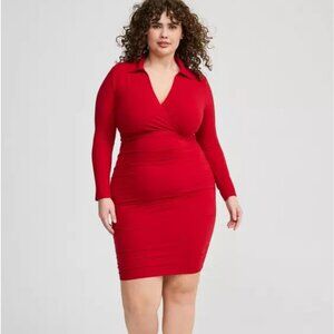 Red Jersey Long Sleeve Dress